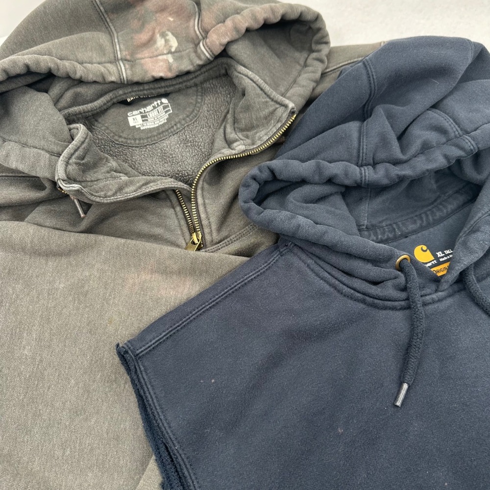 Lot 2 Carhartt Mens XL Tall Hoodie Distressed Rain Defender & Sleeveless hoodie